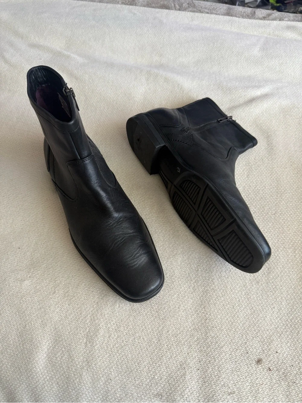 Rockport Men's Black Leather Chukka Zip Boots 8.5